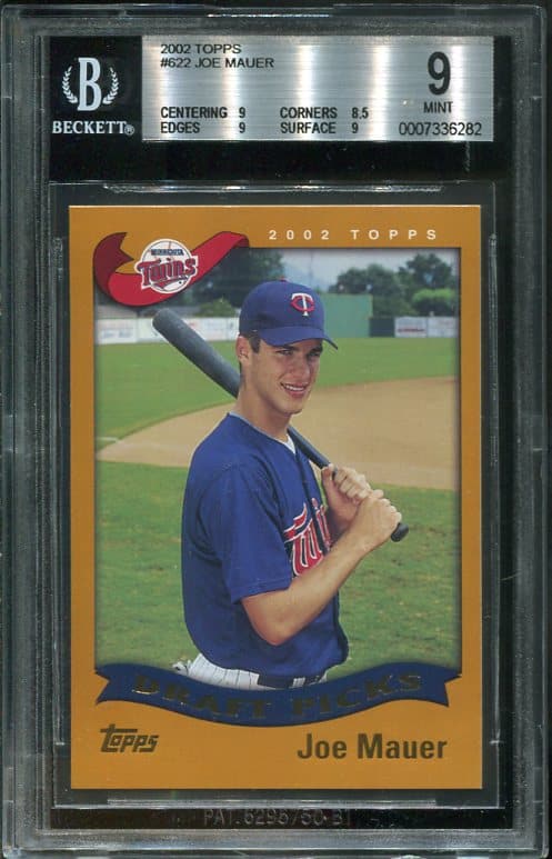 Authentic 2002 Topps #622 Joe Mauer Beckett BGS 9 Rookie Baseball Card