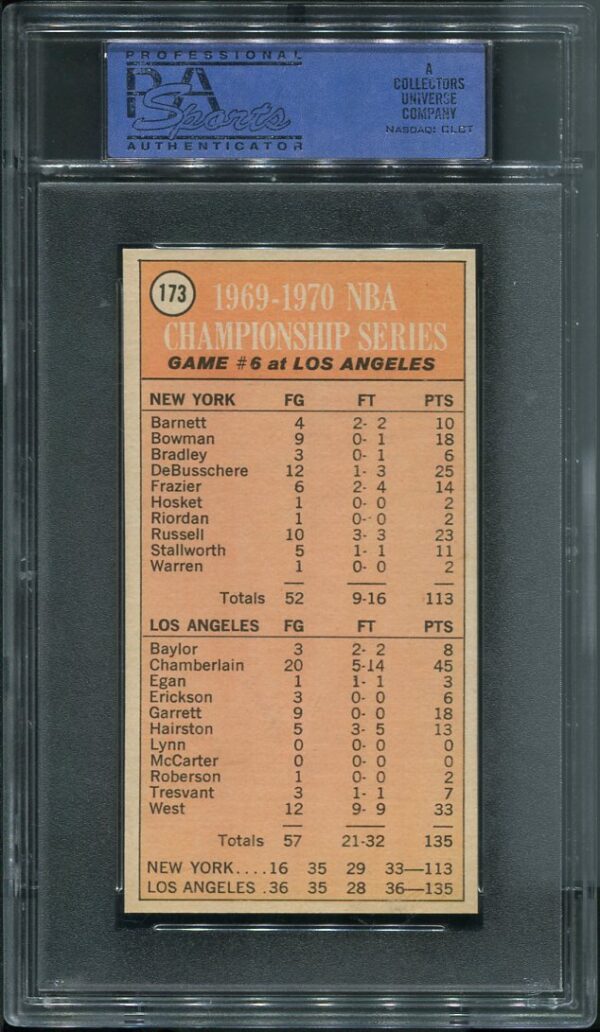 1970 Topps #173 Playoff Game 6 Wilt Chamberlain PSA 9 Basketball Card