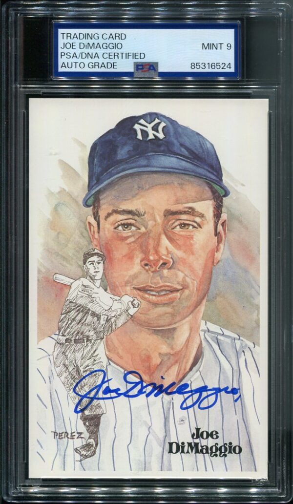 Authentic 1980 Perez Steele #75 Joe DiMaggio PSA 9 Autographed Baseball Card