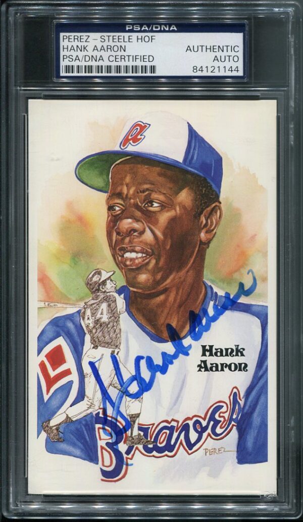 Authentic 1983 Perez Steele HOF #177 Hank Aaron Autographed PSA/DNA Card