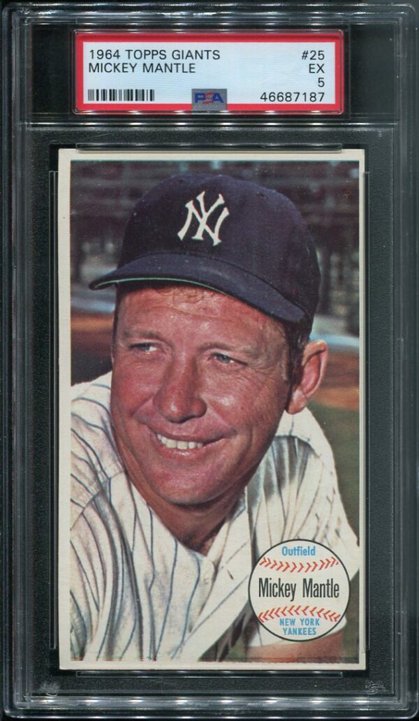 Authentic 1964 Topps Giants #25 Mickey Mantle PSA 5 Baseball Card