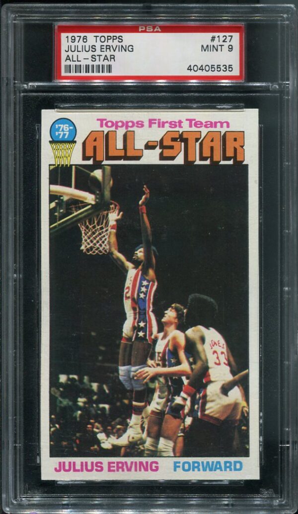 Authentic 1976 Topps #127 Julius Erving All-Star PSA 9 Basketball Card