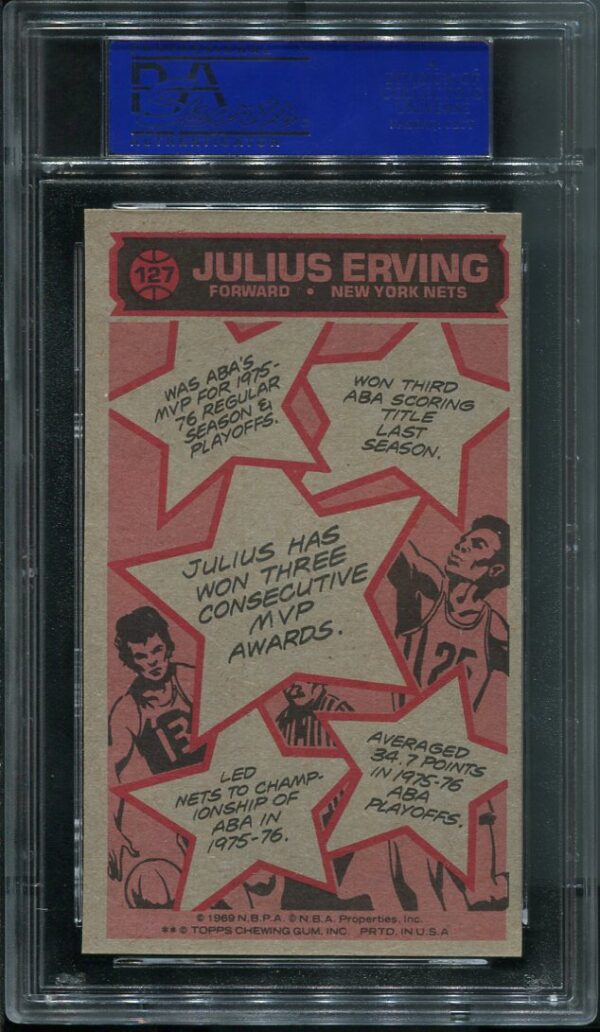 Authentic 1976 Topps #127 Julius Erving All-Star PSA 9 Basketball Card