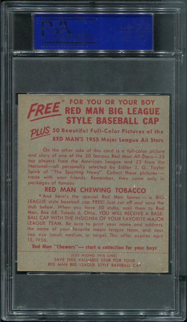 Authentic 1955 Red Man Tobacco #8 Bob Lemon PSA 6 Baseball Card