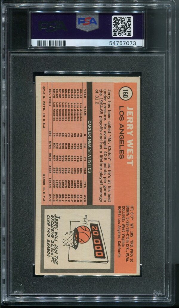 Authentic 1970 Topps #160 Jerry West PSA 5 Basketball Card