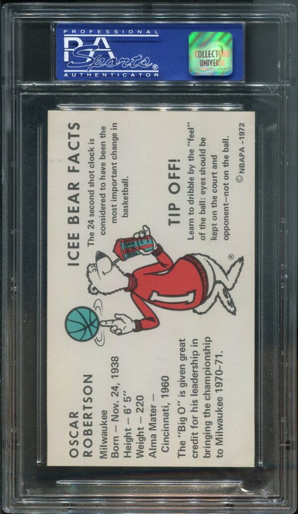 Authentic 1972 Icee Bear Oscar Robertson PSA 9 Basketball Card