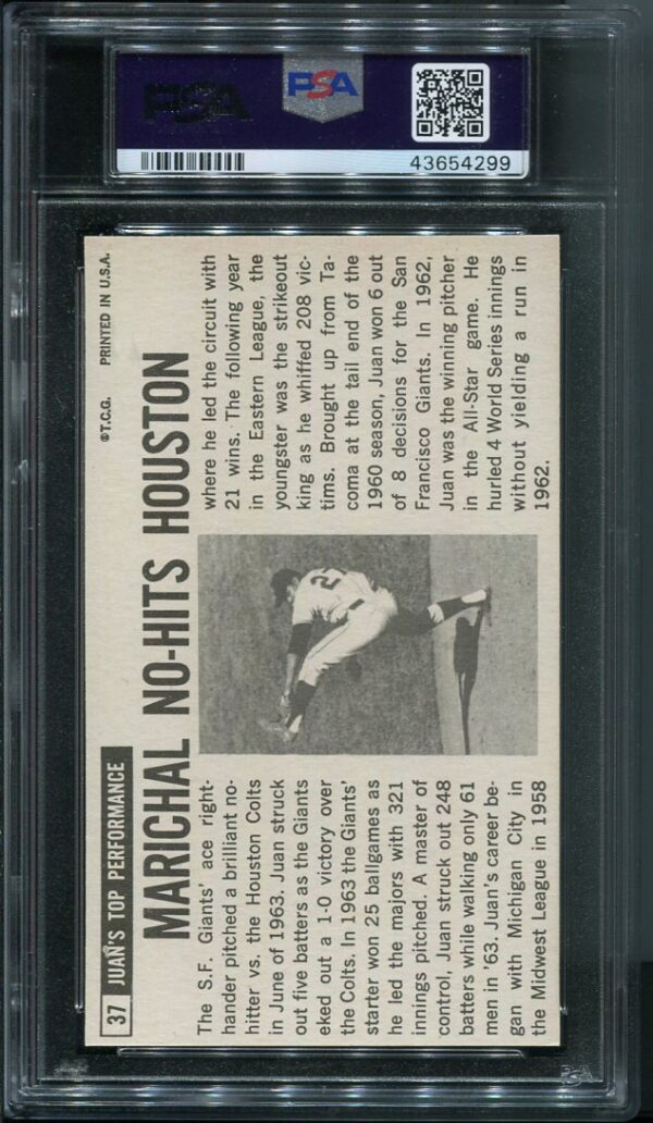 Authentic 1964 Topps Giants #37 Juan Marichal PSA 9 Baseball Card