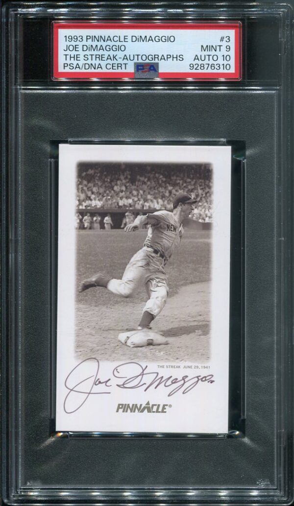 1993 Pinnacle Joe DiMaggio #3 The Streak PSA 9 Auto 10 Autographed Baseball Card