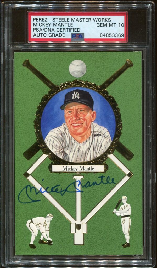 Authentic 1974 Perez-Steele Master Works #8 Mickey Mantle Autographed Baseball Card