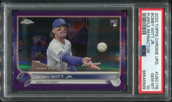 Authentic 2022 Topps Chrome Update Purple Bobby Witt Jr PSA 10 Rookie Baseball Card