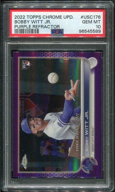 Authentic 2022 Topps Chrome Update Purple Bobby Witt Jr PSA 10 Rookie Baseball Card