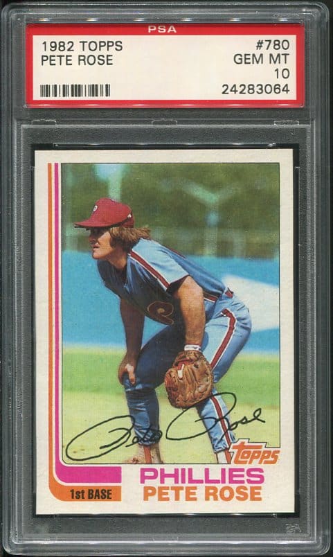 Authentic 1982 Topps #780 Pete Rose PSA 10 Baseball Card