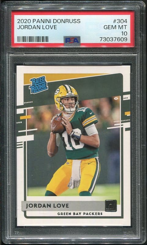 Authentic 2020 Panini Donruss #304 Jordan Love PSA 10 Football Card