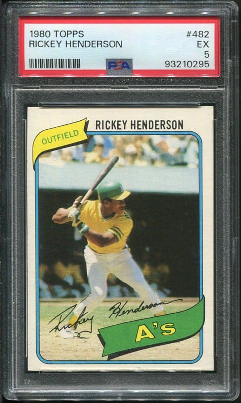 Authentic 1980 Topps #482 Rickey Henderson PSA 5 Rookie Baseball Card