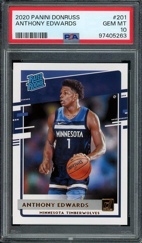 Authentic 2020 Panini Donruss #201 Anthony Edwards PSA 10 Rookie Basketball Card