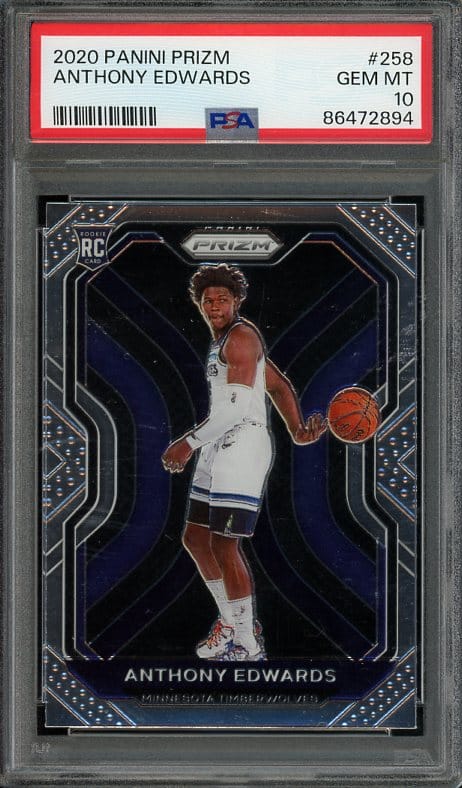 Authentic 2020 Panini Prizm #258 Anthony Edwards PSA 10 Rookie Basketball Card