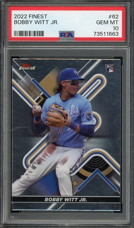 Authentic 2022 Topps Finest #62 Bobby Witt Jr PSA 10 Rookie Baseball Card