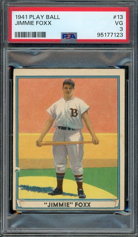 Authentic 1941 Play Ball #13 Jimmie Foxx PSA 3 Vintage Baseball Card