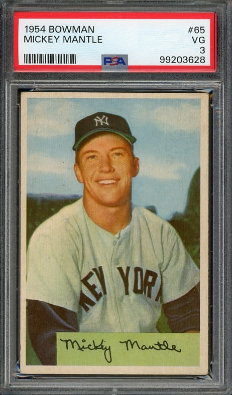 Authentic 1954 Bowman #65 Mickey Mantle PSA 3 Baseball Card