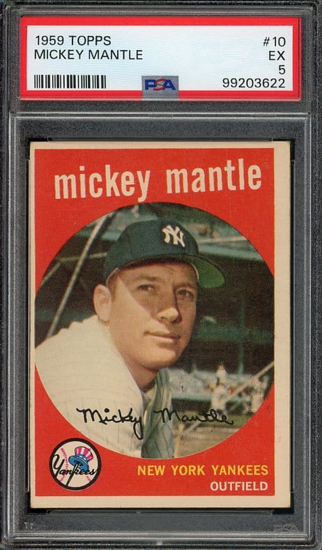 Authentic 1959 Topps #10 Mickey Mantle PSA 5 Baseball Card