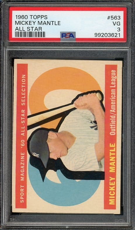 Authentic 1960 Topps #563 Mickey Mantle PSA 3 Baseball Card