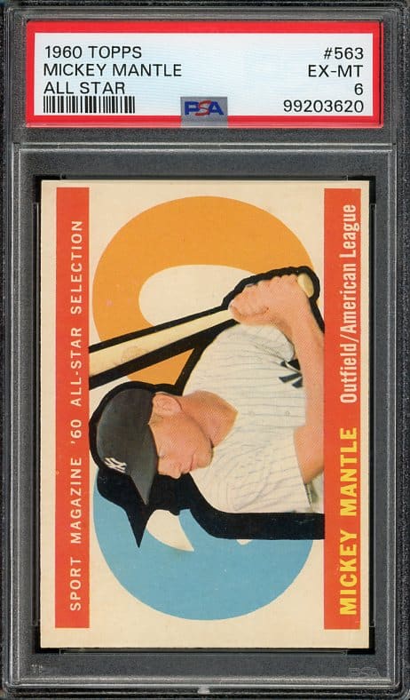 Authentic 1960 Topps #563 Mickey Mantle PSA 6 Baseball Card