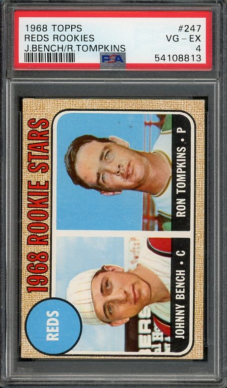 Authentic 1968 Topps #247 Johnny Bench Rookie Baseball Card