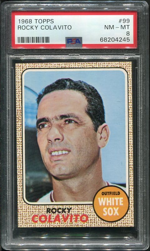 Authentic 1968 Topps #99 Rocky Colavito PSA 8 Baseball Card