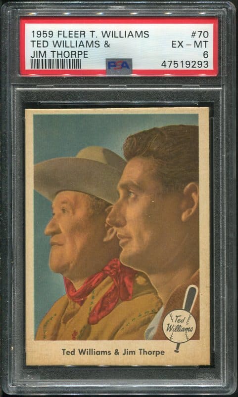 Authentic 1959 Fleer Ted Williams #70 Ted Williams (Jim Thorpe) PSA 6 Baseball Card