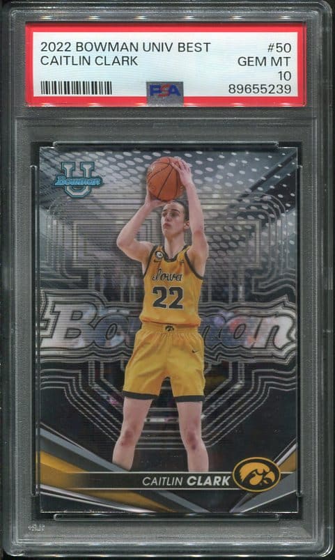 Authentic 2022 Bowman University Best Caitlin Clark PSA 10 Rookie Basketball Card