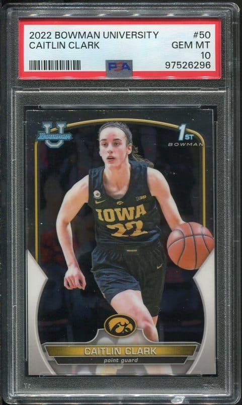 2022 Bowman University #50 Caitlin Clark PSA 10 Rookie Basketball Card