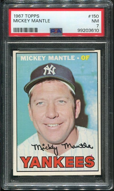 Authentic 1967 Topps #150 Mickey Mantle PSA 7 Baseball Card