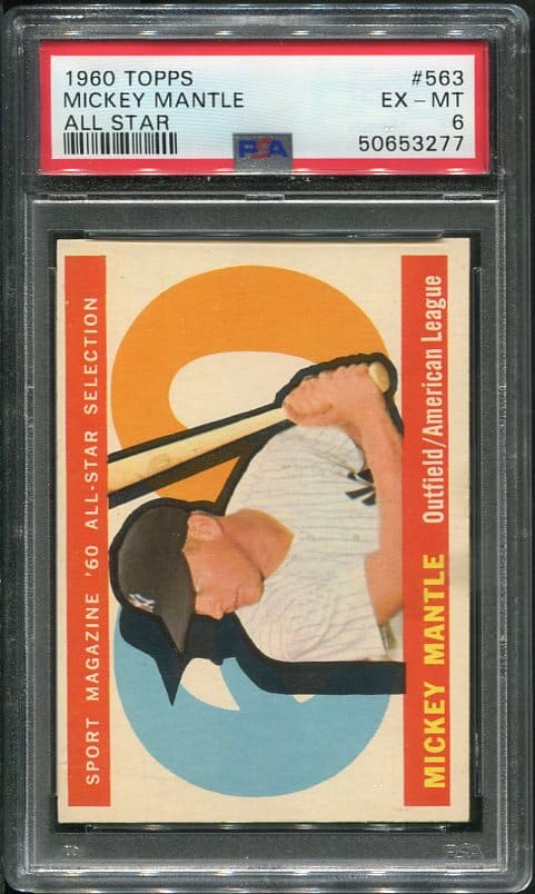 Authentic 1960 Topps #563 Mickey Mantle PSA 6 Baseball Card