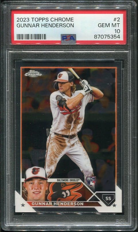 Authentic 2023 Topps Chrome #2 Gunnar Henderson PSA 10 Rookie Baseball Card