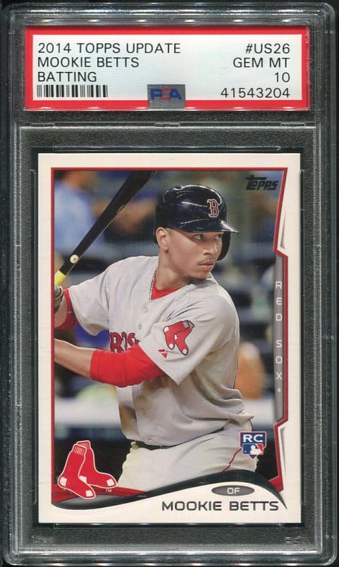 Authentic 2014 Topps Update #US26 Batting Mookie Betts PSA 10 Rookie Baseball Card