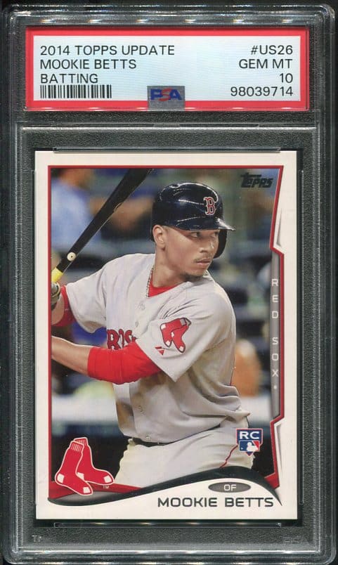 Authentic 2014 Topps Update #US26 Batting Mookie Betts PSA 10 Rookie Baseball Card