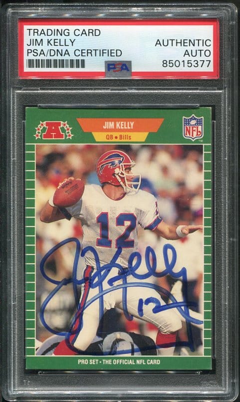 Authentic 1989 Pro Set Jim Kelly Autographed PSA/DNA Authentic Football Card