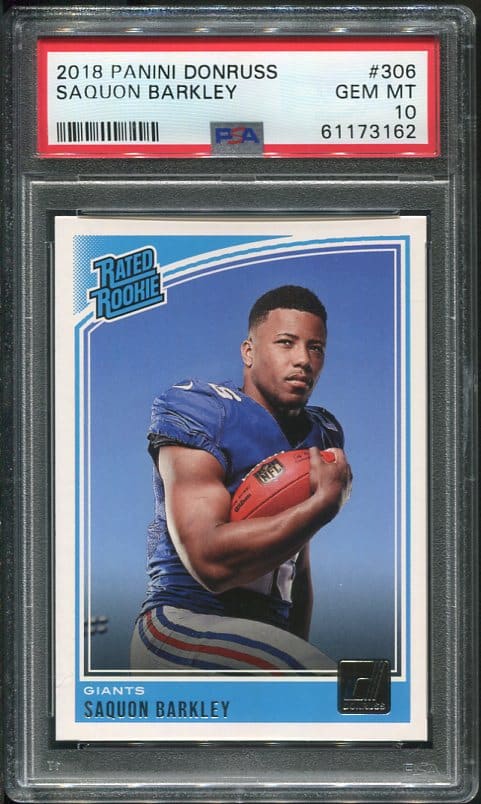 Authentic 2018 Panini Donruss #306 Saquon Barkley PSA 10 Rookie Card