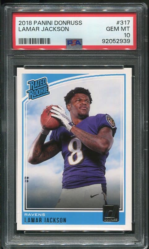 Authentic 2018 Panini Donruss #317 Lamar Jackson PSA 10 Rookie Football Card