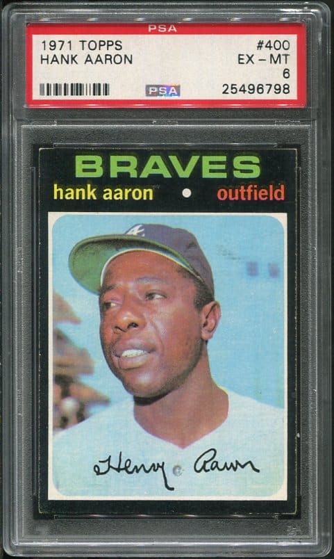 Authentic 1971 Topps #400 Hank Aaron PSA 6 Baseball Card