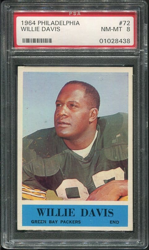 Authentic 1964 Philadelphia #72 Willie Davis PSA 8 Rookie Football Card