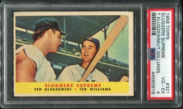 Authentic 1958 Topps #321 Sluggers Supreme Ted Williams/Ted Kluszewski PSA 4 Baseball Card