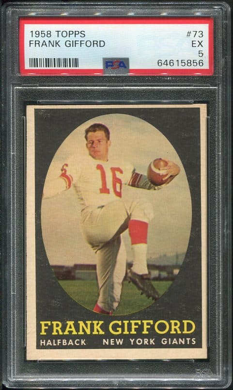 Authentic 1958 Topps #73 Frank Gifford PSA 5 Football Card