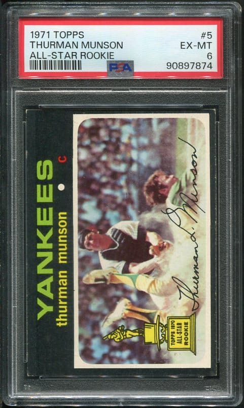 Authentic 1971 Topps #5 Thurman Munson PSA 6 Baseball Card