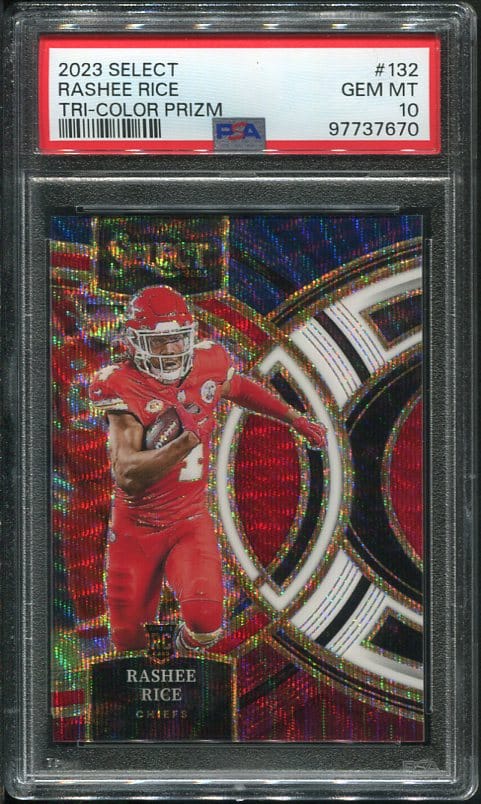 2023 Panini Select #132 Rashee Rice Tri-Color Prizm Rookie PSA 10 Football Card