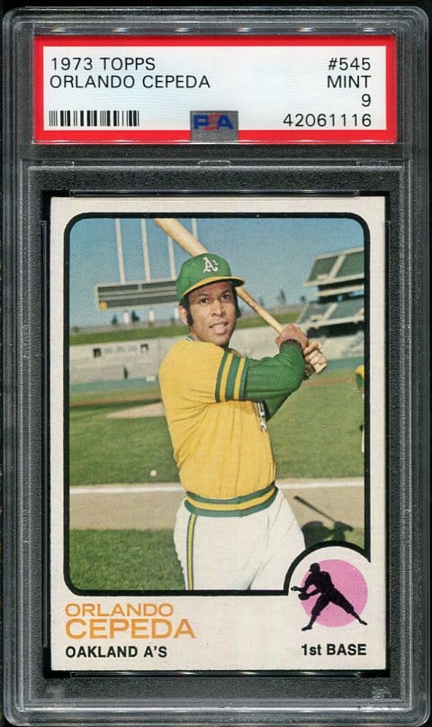 Authentic 1973 Topps #545 Orlando Cepeda PSA 9 Baseball Card