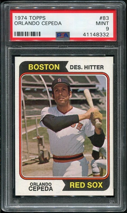 Authentic 1974 Topps #83 Orlando Cepeda PSA 9 Baseball Card