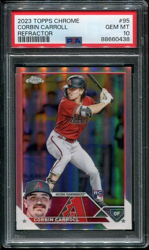 Authentic 2023 Topps Chrome #95 Corbin Carroll Refractor PSA 10 Rookie Baseball Card