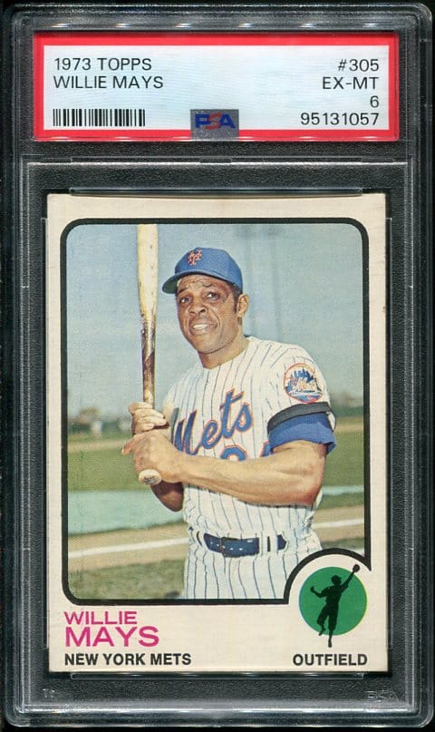 Authentic 1973 Topps #305 Willie Mays PSA 6 Baseball Card