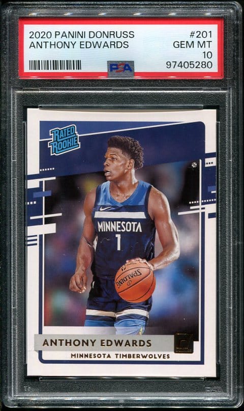 Authentic 2020 Panini Donruss #201 Anthony Edwards PSA 10 Rookie Basketball Card